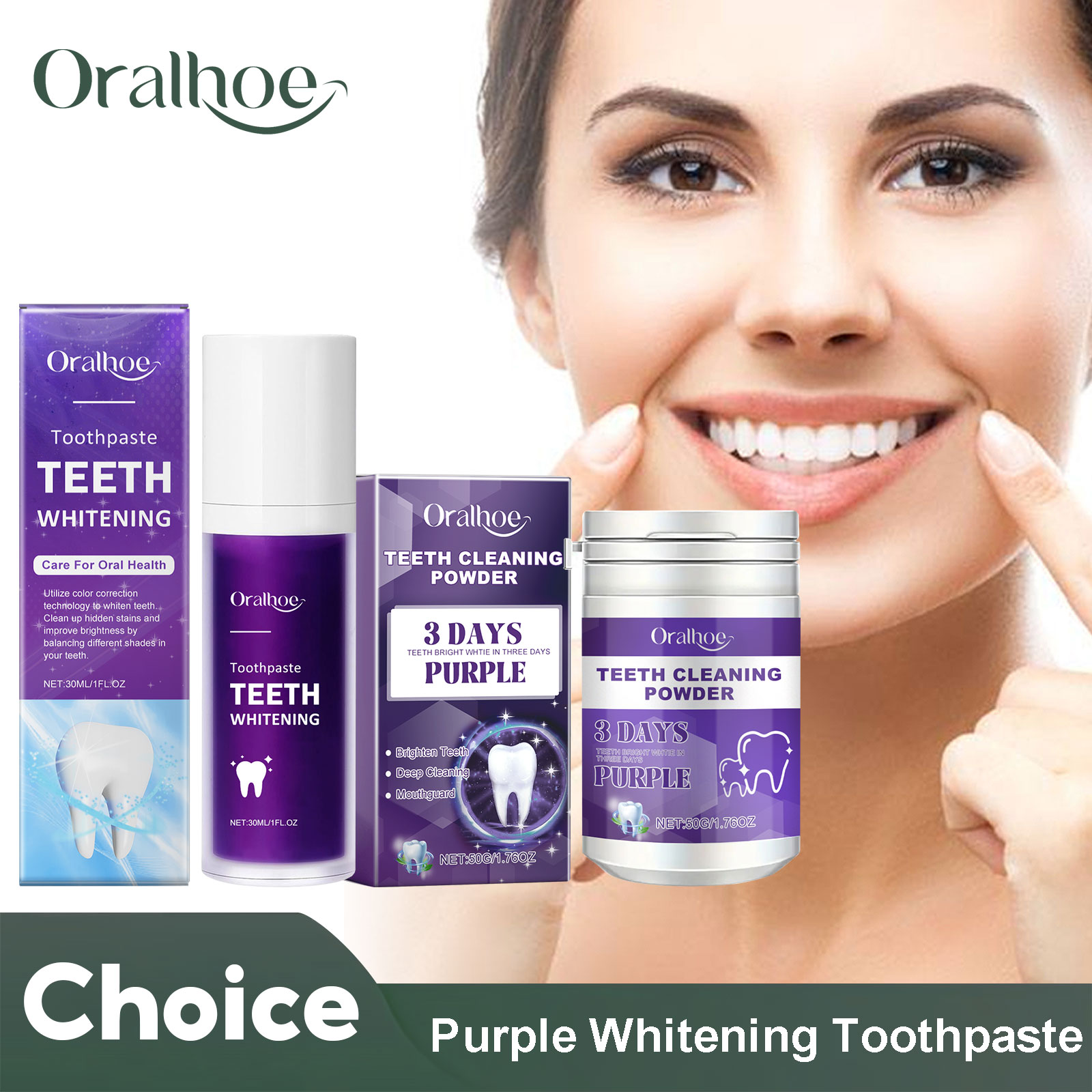 Teeth Whitening Natural - Purple Corrector Teeth Whitening Toothpaste Deep
