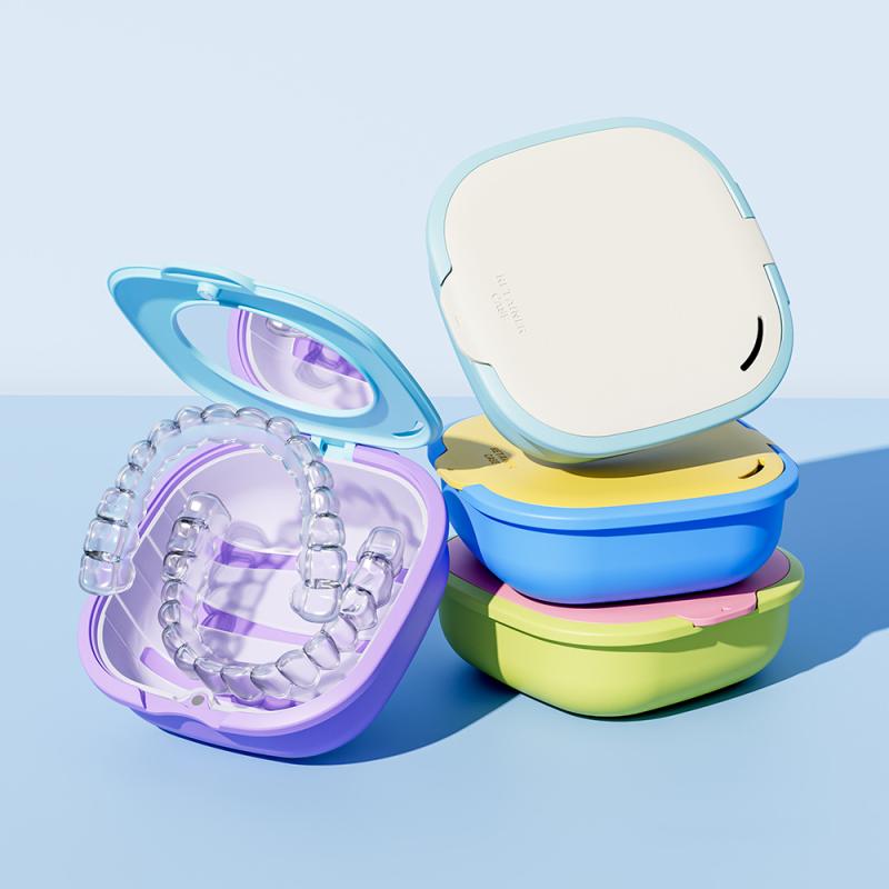 Teeth Whitening For Braces - Retainer Case With Drain Basket Portable