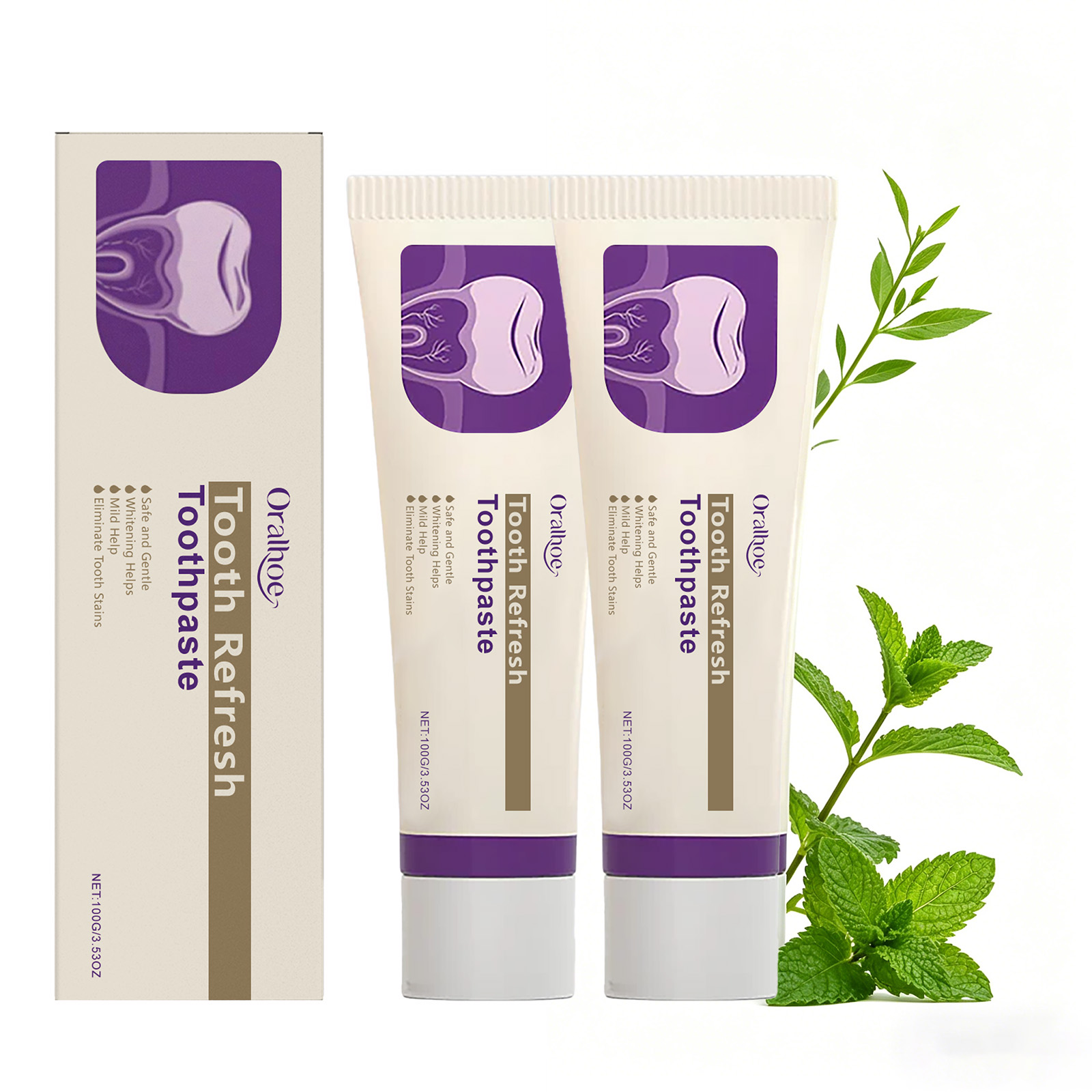 Teeth Whitening Natural - Tooth Refresh Whitening Minty Toothpaste Natural