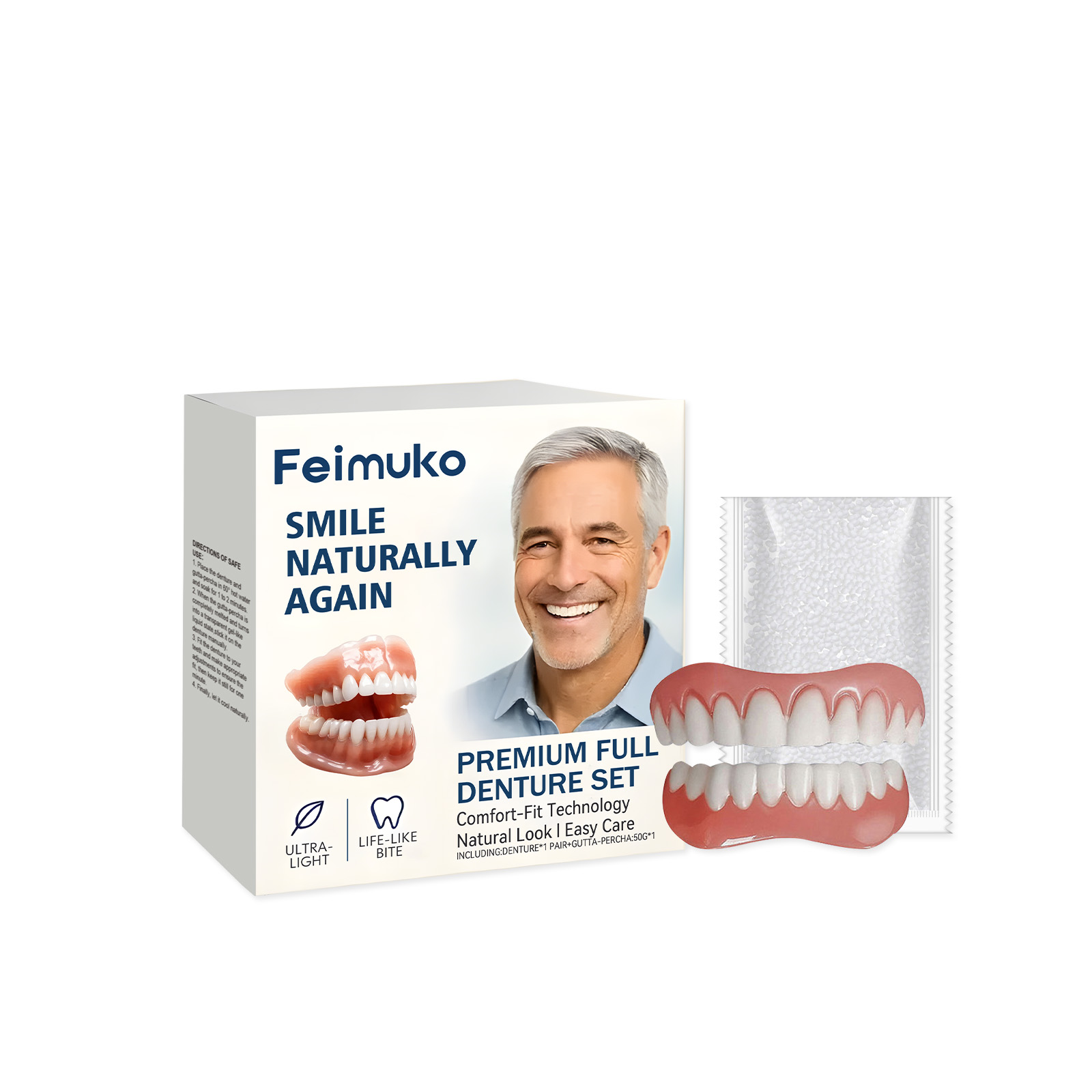 Dentures Full Set Natural Uppe - Teeth Whitening Instant recension och pris